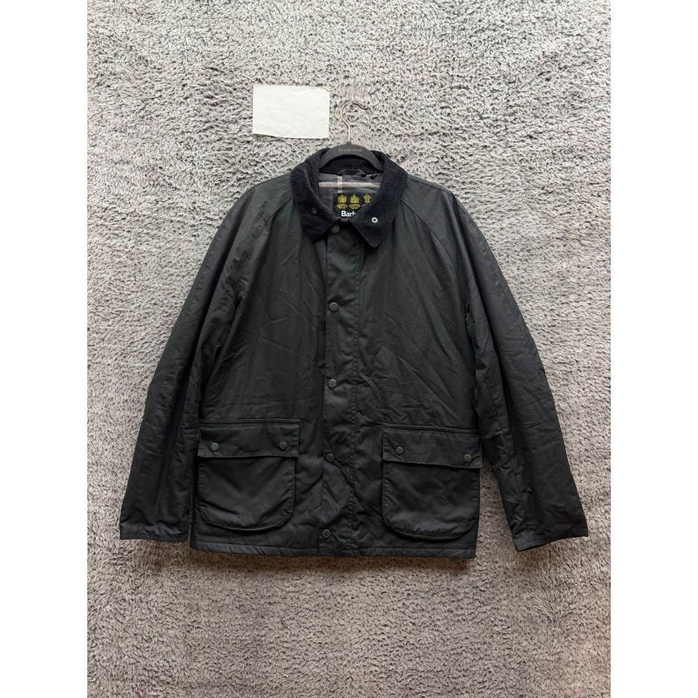 Barbour Bedale Relaxed Fit Quilted Waxed Cotton Jacket Black Mens Size L
